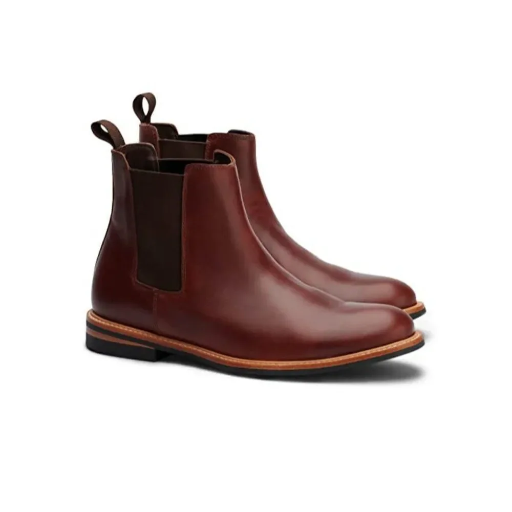 Nisolo All‑Weather Collection Leather Chelsea Boot Men 12.5 Brandy Waterproof
